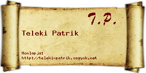 Teleki Patrik névjegykártya